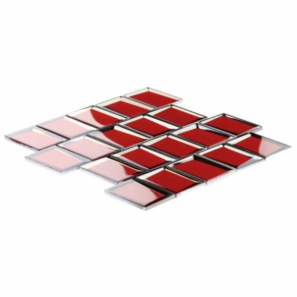 Backsplash & Kitchen | 1 sq. ft. Rumi Glam Red 2×3 Polished Mirrored Glass Mosaic Tile Red Backsplash & Kitchen Backsplash & Kitchen