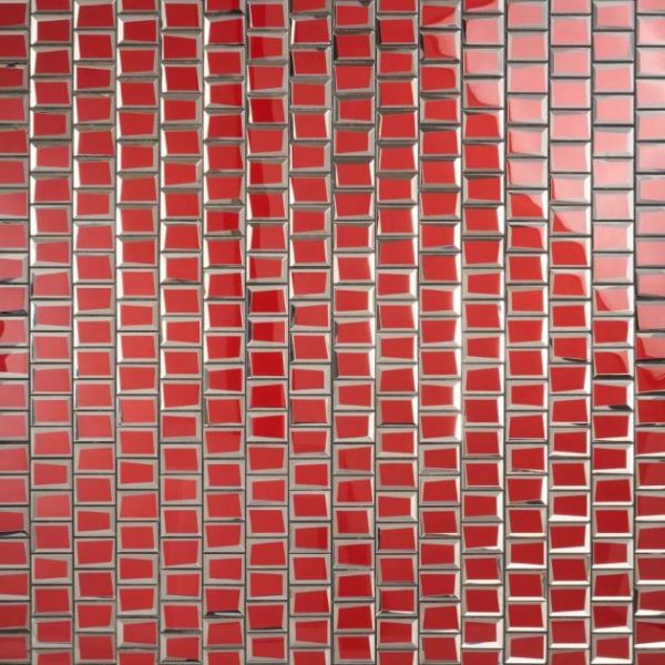 Backsplash & Kitchen | 1 sq. ft. Rumi Glam Red 2×3 Polished Mirrored Glass Mosaic Tile Red Backsplash & Kitchen Backsplash & Kitchen