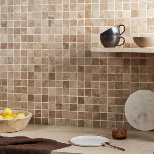 Backsplash & Kitchen | 1 sq. ft. Seville Delfi Dark Beige 2×2 Travertine Look Matte Porcelain Mosaic Tile Delfi Backsplash & Kitchen Backsplash & Kitchen