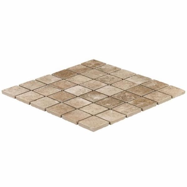 Backsplash & Kitchen | 1 sq. ft. Seville Delfi Dark Beige 2×2 Travertine Look Matte Porcelain Mosaic Tile Delfi Backsplash & Kitchen Backsplash & Kitchen