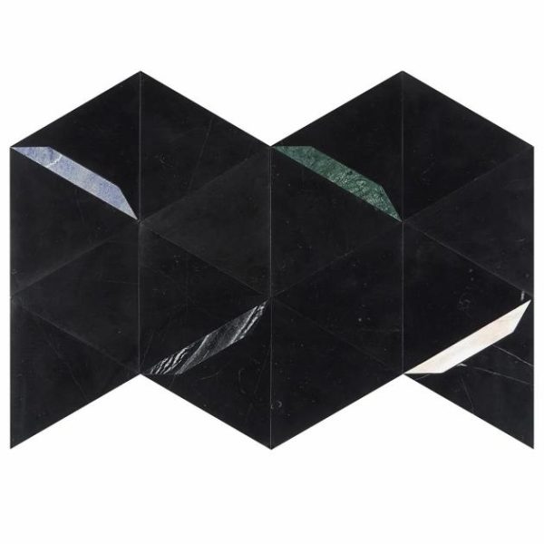 Backsplash & Kitchen | 1 sq. ft. Tres Nero Gem 5×6 Polished Marble Mosaic Tile Nero Gem Backsplash & Kitchen Backsplash & Kitchen