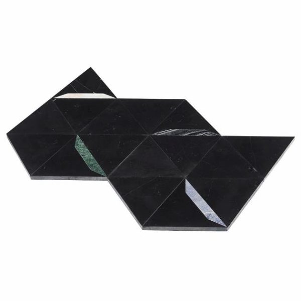 Backsplash & Kitchen | 1 sq. ft. Tres Nero Gem 5×6 Polished Marble Mosaic Tile Nero Gem Backsplash & Kitchen Backsplash & Kitchen