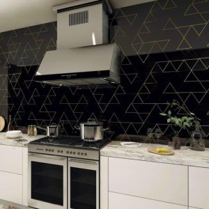 Backsplash & Kitchen | 1 sq. ft. Verin Nero Polished Marble and Brass 6×6 Mosaic Tile Nero Backsplash & Kitchen Backsplash & Kitchen