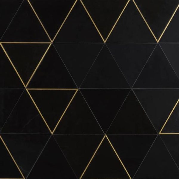 Backsplash & Kitchen | 1 sq. ft. Verin Nero Polished Marble and Brass 6×6 Mosaic Tile Nero Backsplash & Kitchen Backsplash & Kitchen