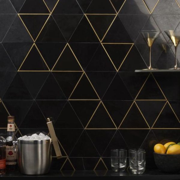 Backsplash & Kitchen | 1 sq. ft. Verin Nero Polished Marble and Brass 6×6 Mosaic Tile Nero Backsplash & Kitchen Backsplash & Kitchen