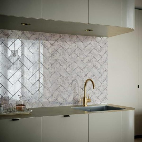 Backsplash & Kitchen | 1 sq. ft. Vilna Argenta Gray 3×6 Antique Mirror Polished Subway Wall Tile Argenta Backsplash & Kitchen Argenta