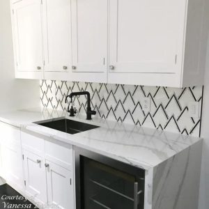 Backsplash & Kitchen | 1 sq. ft. VZAG Nero Black and White Marquina Polished Marble Mosaic Tile Nero Marquina Backsplash & Kitchen Backsplash & Kitchen