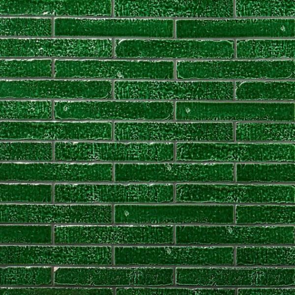 Backsplash & Kitchen | 1 sq. ft. Wabi Sabi Emerald Green 1.5×9 Crackled Glossy Ceramic Tile Emerald Green Backsplash & Kitchen Backsplash & Kitchen