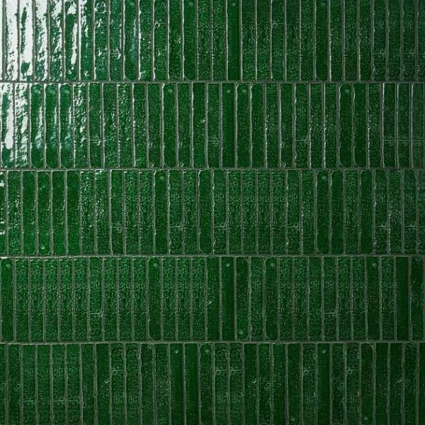 Backsplash & Kitchen | 1 sq. ft. Wabi Sabi Emerald Green 1.5×9 Crackled Glossy Ceramic Tile Emerald Green Backsplash & Kitchen Backsplash & Kitchen