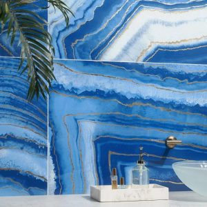 Bathroom | 1 sq. ft. Agate Art Azul Blue 24×48 Artisan Decor Polished Porcelain Tile Azul Bathroom Azul