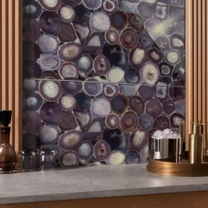 Bathroom | 1 sq. ft. Agate Glass Wisteria Purple 18×36 Polished Glass Tile Wisteria Purple Backsplash & Kitchen Backsplash & Kitchen