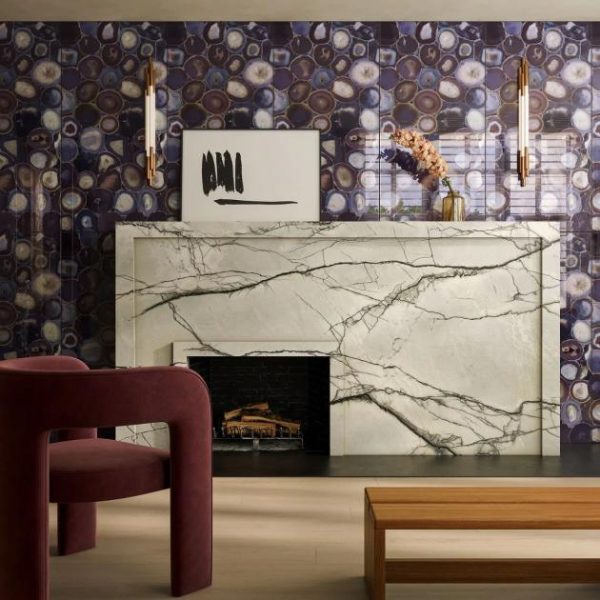 Bathroom | 1 sq. ft. Agate Glass Wisteria Purple 18×36 Polished Glass Tile Wisteria Purple Backsplash & Kitchen Backsplash & Kitchen