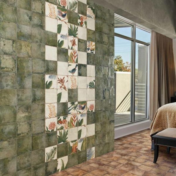 Bathroom | 1 sq. ft. Angela Harris Dunmore Sonata Mural 8×8 Polished Ceramic Wall Tile Sonata Mural Backsplash & Kitchen Backsplash & Kitchen