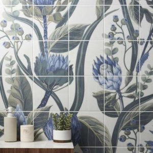 Bathroom | 1 sq. ft. Angela Harris Wilder Protea Leaves Mural 8×8 Matte Porcelain Tile Protea Backsplash & Kitchen Backsplash & Kitchen