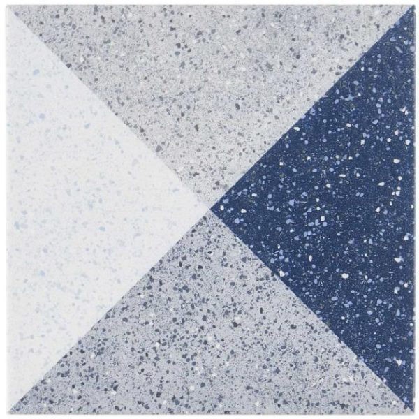 Bathroom | 1 sq. ft. Art Geo Terrazzo Deco Blue 8×8 Matte Porcelain Tile Terrazzo Deco Navy Bathroom Bathroom