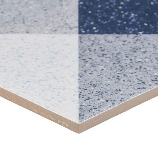 Bathroom | 1 sq. ft. Art Geo Terrazzo Deco Blue 8×8 Matte Porcelain Tile Terrazzo Deco Navy Bathroom Bathroom