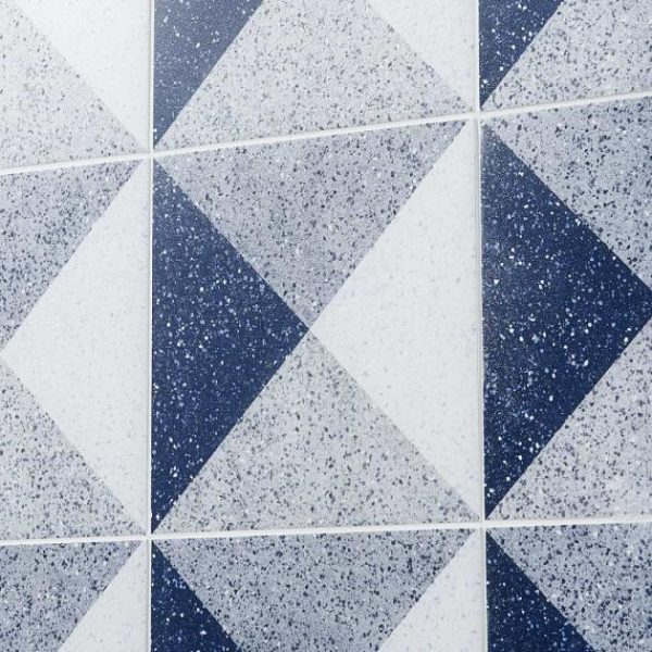 Bathroom | 1 sq. ft. Art Geo Terrazzo Deco Blue 8×8 Matte Porcelain Tile Terrazzo Deco Navy Bathroom Bathroom