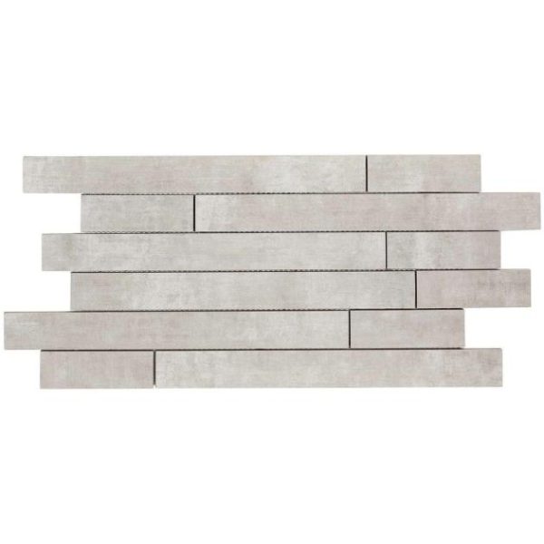 Bathroom | 1 sq. ft. Basic Roadway Cement Silver Matte Brick Shape Porcelain Mosaic Tile Cement Silver Bathroom Bathroom