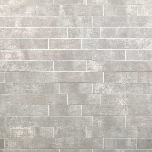 Bathroom | 1 sq. ft. Basic Roadway Cement Silver Matte Brick Shape Porcelain Mosaic Tile Cement Silver Bathroom Bathroom