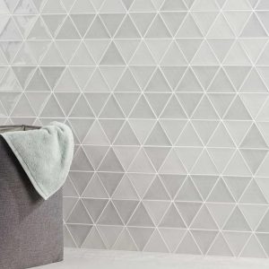 Bathroom | 1 sq. ft. Bellami Triangulo Grigio Gray 4×5 Glossy Ceramic Wall Tile Grigio Bathroom Bathroom