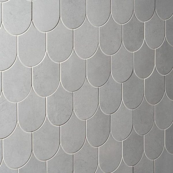 Bathroom | 1 sq. ft. Bond Nimbus Silver Fishscale Plume Matte Porcelain Mosaic Tile Nimbus Bathroom Bathroom