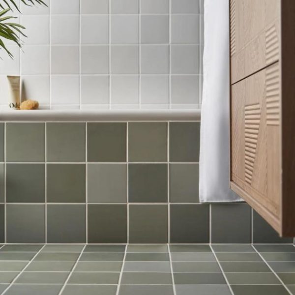 Bathroom | 1 sq. ft. Born Sage Green 5×5 Matte Porcelain Tile Sage Green Backsplash & Kitchen Backsplash & Kitchen