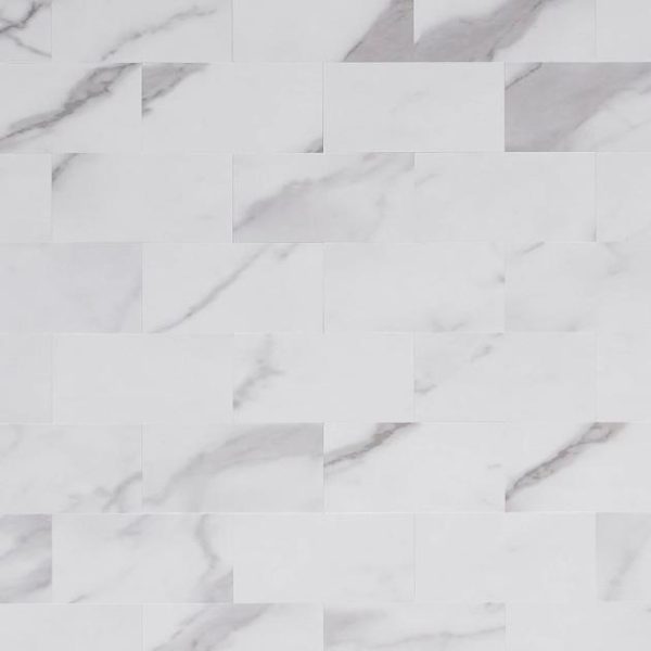 Bathroom | 1 sq. ft. Calacatta LPS White 3×6 Brick Seamless Solid Core Peel & Stick Self Adhesive Marble Look Matte Tile Brick 3X6 Bathroom Bathroom