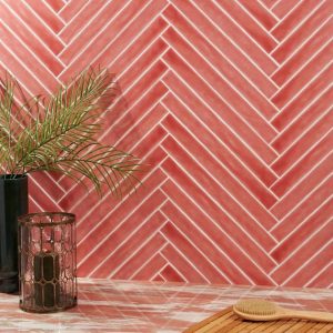 Bathroom | 1 sq. ft. Carolina Coral Pink 2×20 Polished Ceramic Wall Tile Coral Tile Backsplash & Kitchen