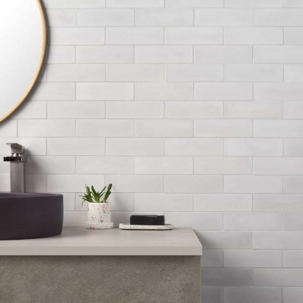 Bathroom | 1 sq. ft. Color One Mist Gray 2×8 Matte Cement Tile Mist Gray Backsplash & Kitchen Backsplash & Kitchen