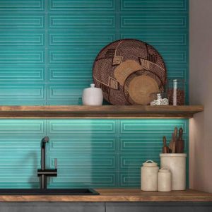 Bathroom | 1 sq. ft. Colorplay Frame Teal Green 4.5×18 3D Crackled Glossy Ceramic Tile Teal Backsplash & Kitchen Backsplash & Kitchen