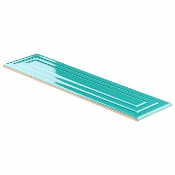 Bathroom | 1 sq. ft. Colorplay Frame Teal Green 4.5×18 3D Crackled Glossy Ceramic Tile Teal Backsplash & Kitchen Backsplash & Kitchen