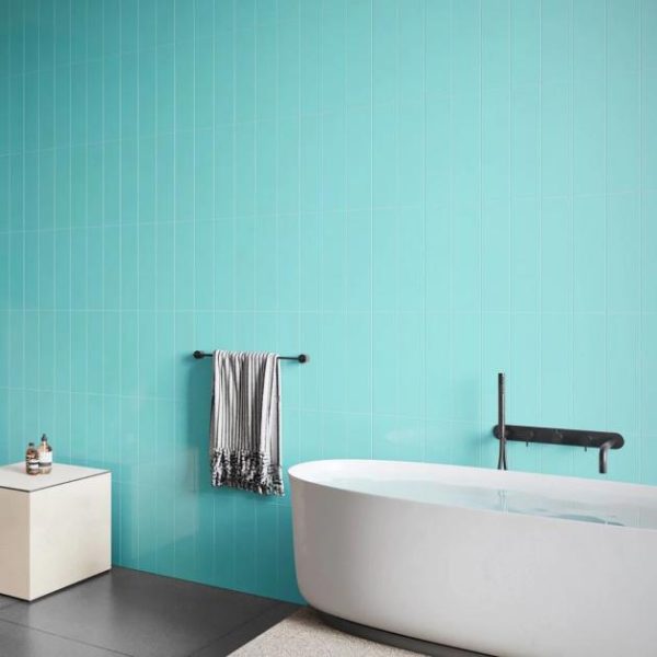 Bathroom | 1 sq. ft. Colorplay Teal Green 4.5×18 Crackled Glossy Ceramic Tile Teal Backsplash & Kitchen Backsplash & Kitchen