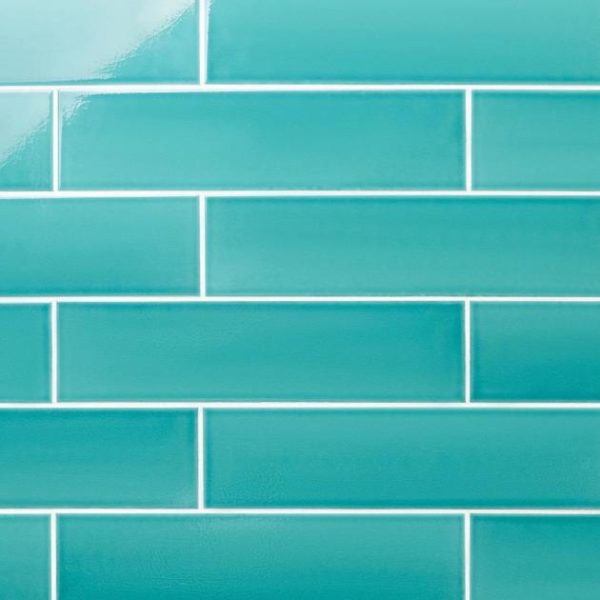 Bathroom | 1 sq. ft. Colorplay Teal Green 4.5×18 Crackled Glossy Ceramic Tile Teal Backsplash & Kitchen Backsplash & Kitchen