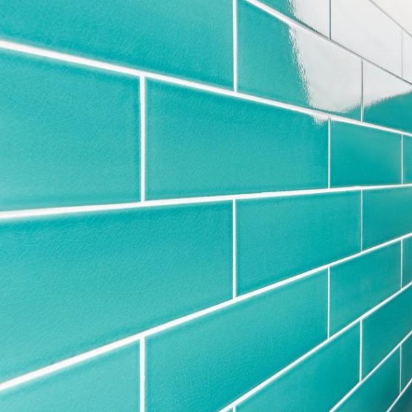 Bathroom | 1 sq. ft. Colorplay Teal Green 4.5×18 Crackled Glossy Ceramic Tile Teal Backsplash & Kitchen Backsplash & Kitchen