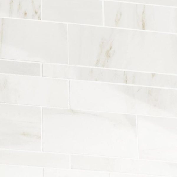 Bathroom | 1 sq. ft. DreamStone Dolomite Snow Railroad Polished Porcelain Mosaic Railroad Polished Backsplash & Kitchen Backsplash & Kitchen