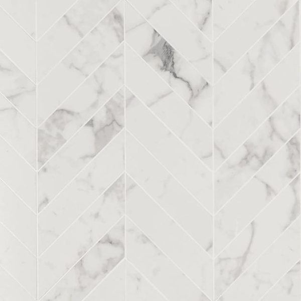 Bathroom | 1 sq. ft. DreamStone Statuario Venato 2×8 Chevron Polished Porcelain Mosaic Venato 2X8 Backsplash & Kitchen Backsplash & Kitchen