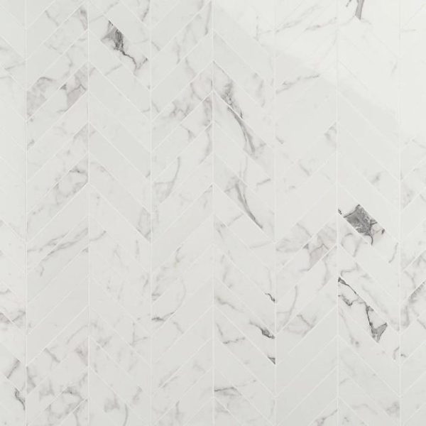 Bathroom | 1 sq. ft. DreamStone Statuario Venato 2×8 Chevron Polished Porcelain Mosaic Venato 2X8 Backsplash & Kitchen Backsplash & Kitchen