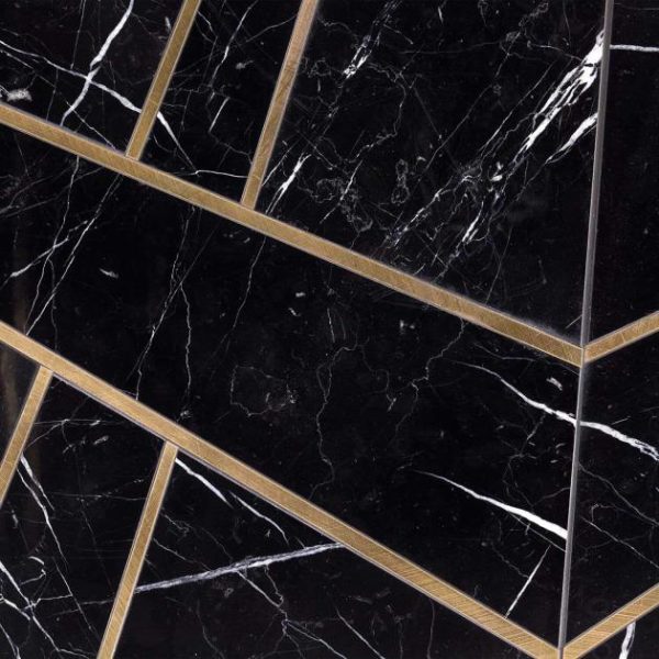 Bathroom | 1 sq. ft. Empire Nero Black & Gold 24×24 Polished Marble & Brass Tile Nero Bathroom Bathroom