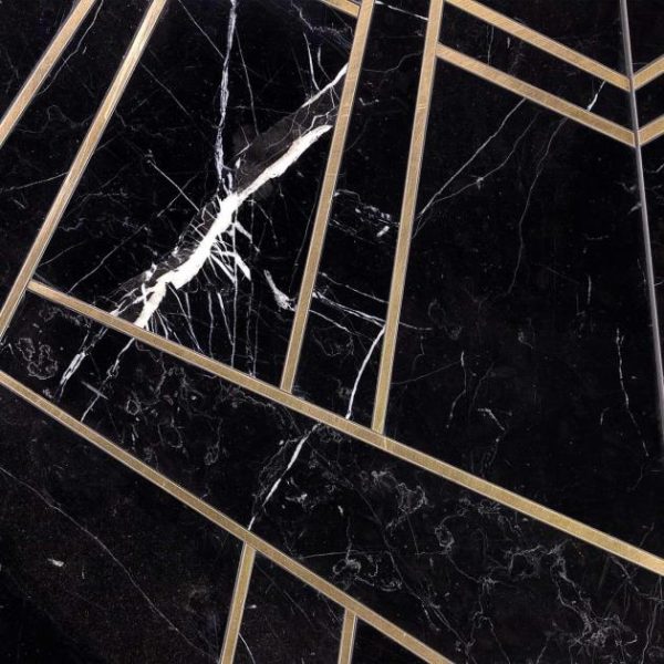 Bathroom | 1 sq. ft. Empire Nero Black & Gold 24×24 Polished Marble & Brass Tile Nero Bathroom Bathroom