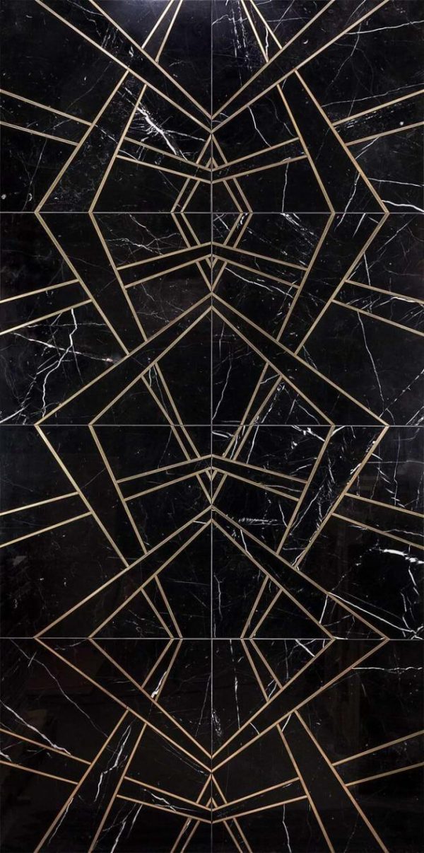 Bathroom | 1 sq. ft. Empire Nero Black & Gold 24×24 Polished Marble & Brass Tile Nero Bathroom Bathroom