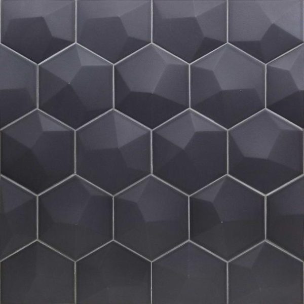 Bathroom | 1 sq. ft. Exagoni Dimension Dark Gray 6×7 3D Hexagon Grafito Matte Ceramic Wall Tile Dimension Gray Matte Bathroom Bathroom