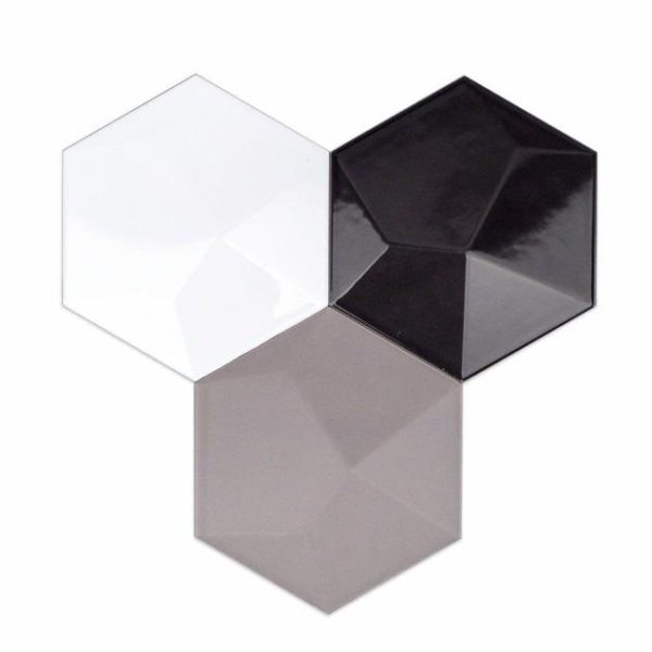 Bathroom | 1 sq. ft. Exagoni Dimension Dark Gray 6×7 3D Hexagon Grafito Polished Ceramic Wall Tile Dimension Gray Polished Bathroom Bathroom