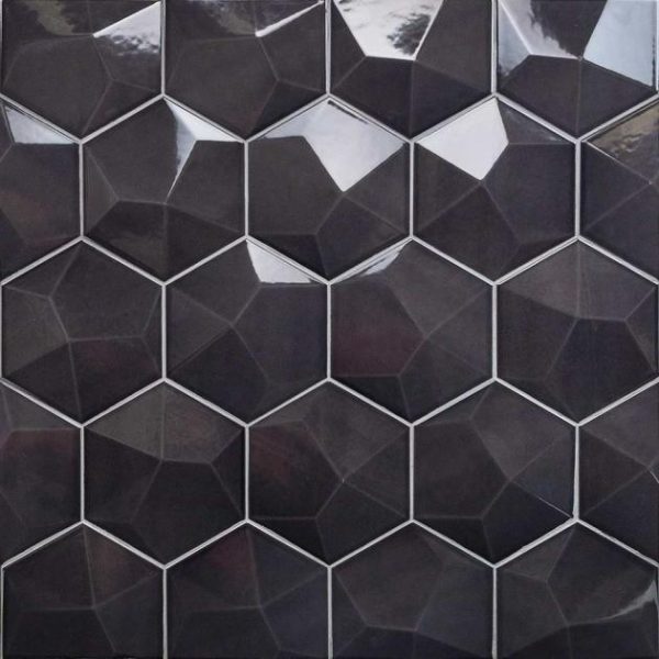 Bathroom | 1 sq. ft. Exagoni Dimension Dark Gray 6×7 3D Hexagon Grafito Polished Ceramic Wall Tile Dimension Gray Polished Bathroom Bathroom