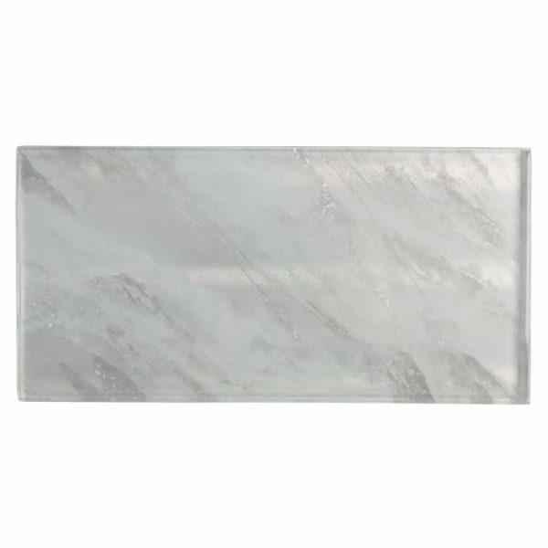 Bathroom | 1 sq. ft. Gem Moonstone Silver 4×9 Polished Glass Tile Silver Bathroom Bathroom