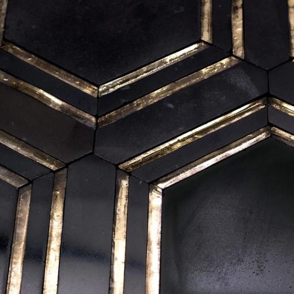 Bathroom | 1 sq. ft. Helix Black & Gold Polished Marble Tile Backsplash & Kitchen Backsplash & Kitchen