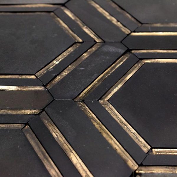 Bathroom | 1 sq. ft. Helix Black & Gold Polished Marble Tile Backsplash & Kitchen Backsplash & Kitchen