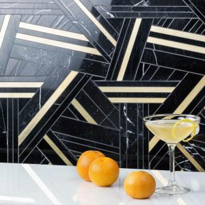 Bathroom | 1 sq. ft. Kairos Ecliptic Black and Brass Polished Marble Tile Ecliptic Bathroom Bathroom