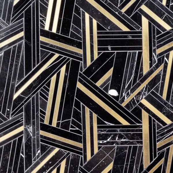 Bathroom | 1 sq. ft. Kairos Ecliptic Black and Brass Polished Marble Tile Ecliptic Bathroom Bathroom