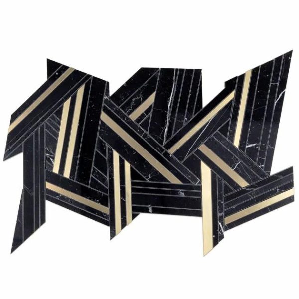 Bathroom | 1 sq. ft. Kairos Ecliptic Black and Brass Polished Marble Tile Ecliptic Bathroom Bathroom