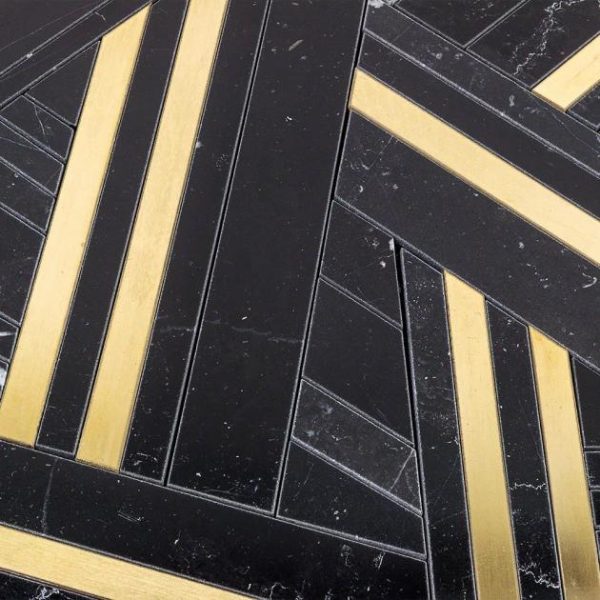 Bathroom | 1 sq. ft. Kairos Ecliptic Black and Brass Polished Marble Tile Ecliptic Bathroom Bathroom